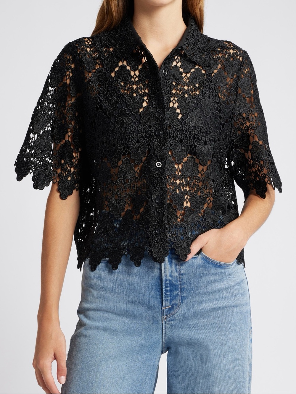 Frame Lace Button-Up Shirt NWT